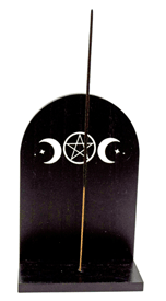 Wood Triple Moon Incense Burner